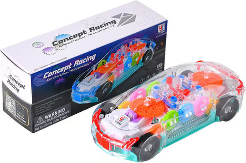 Light Up Transparent Gears Police Car Toy for Kids